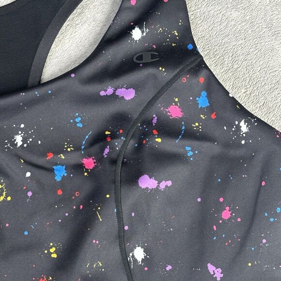 Champion Sports Bra‎ Women 1X Black Paint Splatter Athletic Moderate Support - Picture 6 of 12
